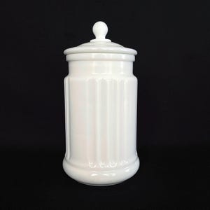 Frasco de boticario italiano de vidrio blanco con tapa, de Bormioli, raro y antiguo, con tapa, frasco de vidrio con tapa, de Italia