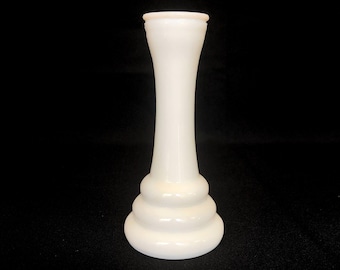 Vaso vintage Randall in vetro opalino per fiori singoli - Portacandele con base a ciambella