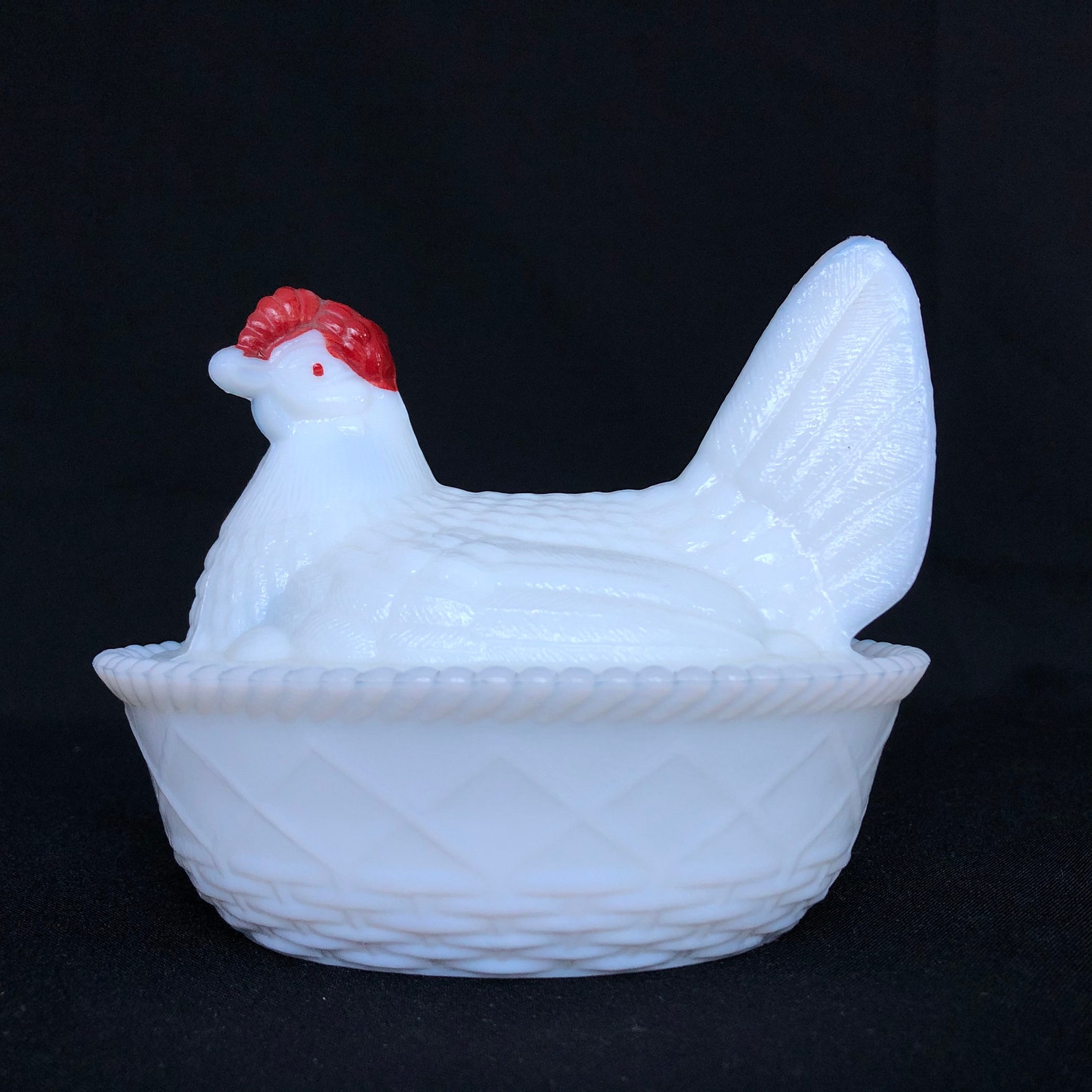 Hen On A Nest Milk Glass