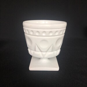 Sweet Little Vintage Milk Glass Geometric Design Pedestal Dish Planter