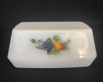 Vintage Arcopal MilkGlass Prostokątna maselniczka z pokrywką