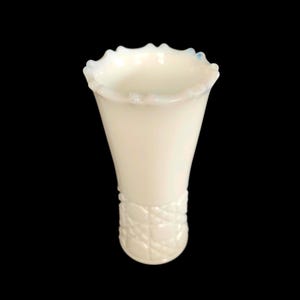RARE - Antique Milk Glass 5 Inch Bouquet Posy Vase - Unknown Pattern Unknown Maker