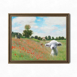alter art, monet print, printable nursery wall art, thrift store painting altered, printable wall art, eclectic wall art, eclectic prints