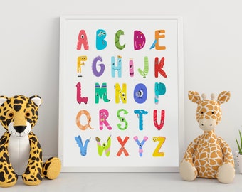 Alphabet Poster, druckbare Wandkunst, Kinderzimmer Wandkunst, Kinderzimmer Wanddeko, Kinderzimmer Deko, 8x10 16x20 18x24 Poster