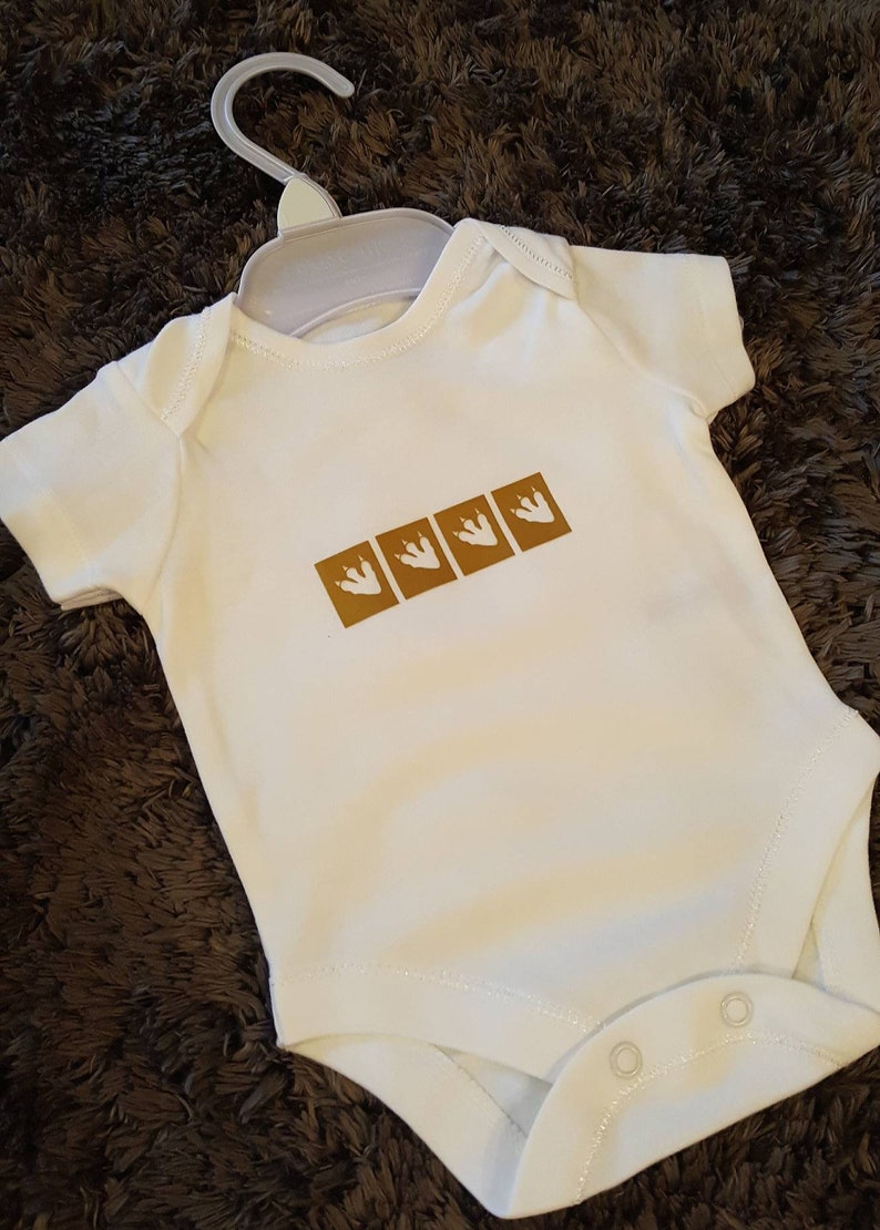 Dinosaur line of 4 footprints babygrow
