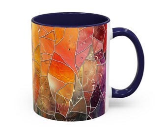 Koffiemok gebrandschilderd glas regenboog: artistiek keramisch theekopje