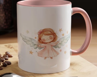 Taza de café con ángel caprichoso, regalo adorable para niños, taza inspiradora, taza de ensueño para las fiestas, perfecta para la decoración del hogar