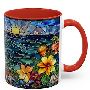 Tropical Ocean  Coffee Mug, Sea-themed Mug, Beach Lover Gift, Coastal Kitchen Decor, Unique Handmade Coffee Cup, Nature Enthusiast