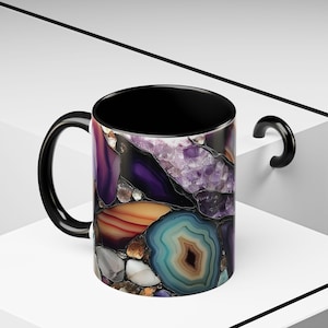 Amethyst Geode-inspirierte Kaffeebecher | Elegantes Trinkgefäß, Edelsteinbecher, einzigartiges Geschenk, Kaffeeliebhaber, Wohndekor