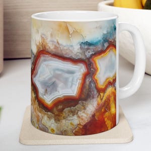 Achat Geode Keramik Tasse | Einzigartige Kaffeetasse, schönes Geschenk für Geologie-Liebhaber, Wohnkultur, Geburtstagsgeschenk, Teetrinken