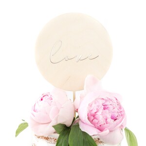 Wooden Love Round Laser Cut Cake Topper image 4