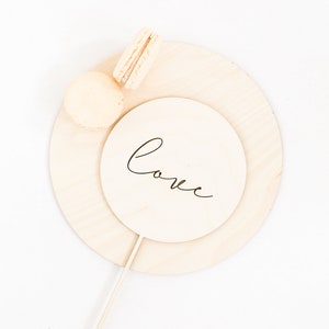 Wooden Love Round Laser Cut Cake Topper image 1