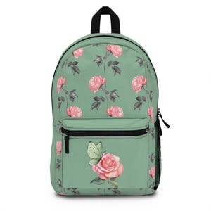 Floral Rose Backpack, Vintage Floral Bag, Eco-Friendly School Bag, Travel Backpack, Gift for Her, Stylish Carryall