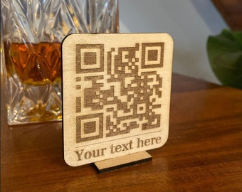 Personalized Wood QR Code: Engraved sign | Your Website Link & Custom Message for businesses
