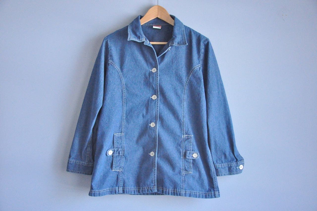 90s jean button up shirt/lightweight jacket vintage | Etsy