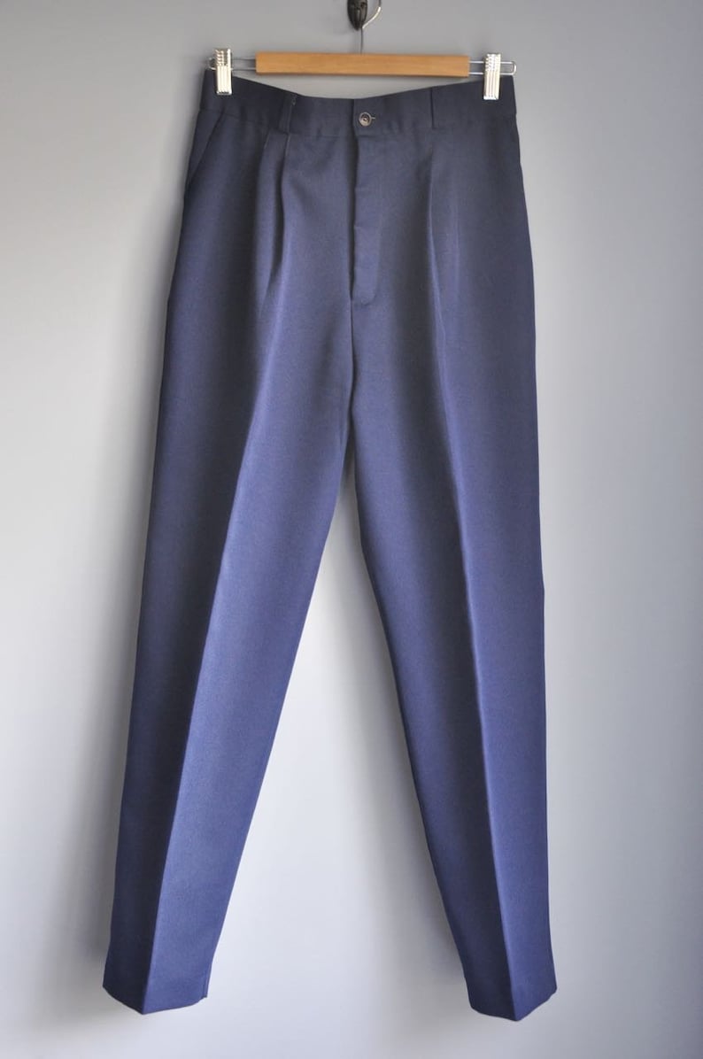 Vintage high waisted trousers size 4 navy blue pleats pockets Opening Sale women/'s business casual pants 90s fashion 1990s clothes