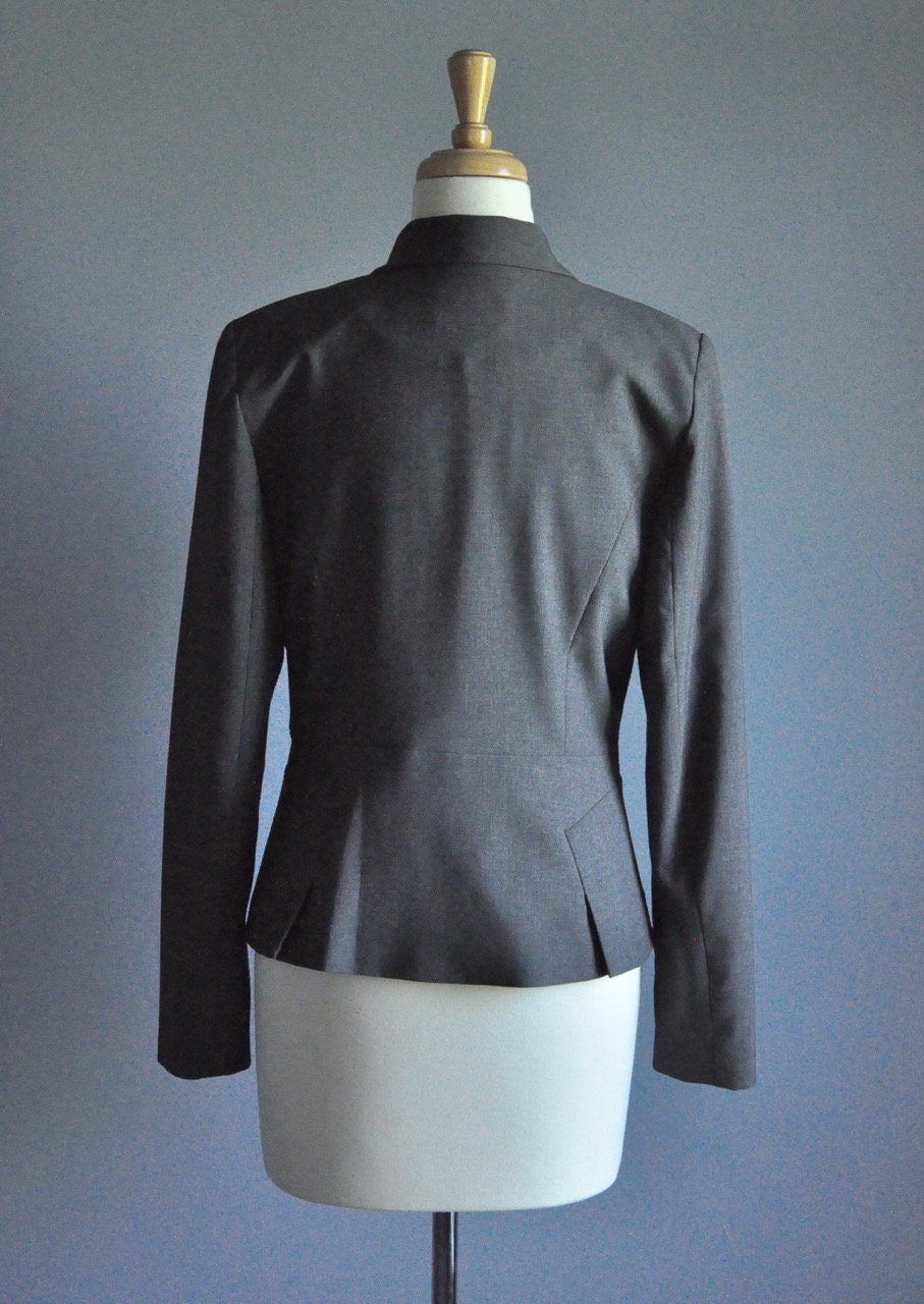 90s one button blazer women's vintage gray collared | Etsy