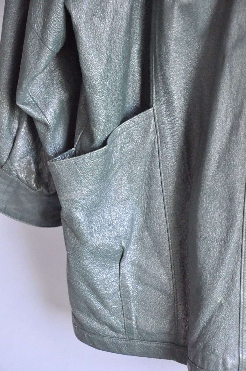 80s Green Leather Jacket Vintage Women Men Unique Colored | Etsy