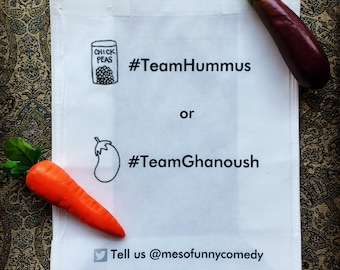 Team Hummus or Team Ghanoush - Reusable Grocery/Tote Bag