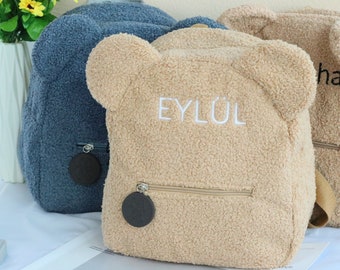 Custom Plush Backpack Gift for women Boys Girls Toddlers & Kids, gender Neutral，Personalized Embroidery Name Small Teddy Bear Backpack