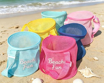 Embroidered Seashell Bag,Personalized Mesh Sea Shell Bag,Monogram Shell Mesh Bag,Kids Beach Bag, Shell Tote,Seashell Tote Bag,Pool Toy Bags