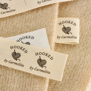 Etiquetas de ropa personalizadas, etiquetas de sarga para coser, etiquetas de sarga personalizadas para ropa, etiquetas plegables de algodón, su texto o logotipo, etiquetas plegables