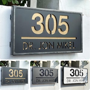 Número de casa acrílico personalizado para exteriores, números de casa 3D con marco de metal, letrero para puerta familiar, placa con nombre para oficina o casa.