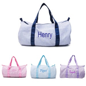 Personalisierte Kleinkind Tanztasche für Mädchen, Benutzerdefinierte Seersucker Reisetasche für Kinder, Weekender Duffel Bag, Monogramm Ballettschuhtasche