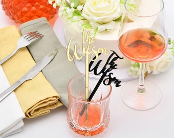 Personalized Drink Stirrers Cocktail Sticks Wedding Drink Tags Name Hand Lettered Calligraphy Stir Swizzle Sticks