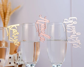 Personalized Acrylic Tags for Wedding, Place Cards with Table Numbers, Glass Marker, Place Setting, Drink Tag