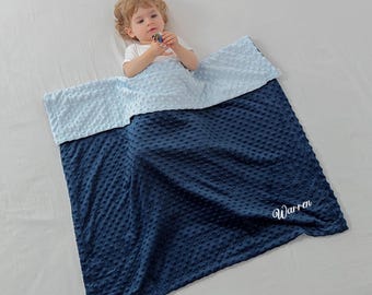 Personalized Blue Baby Blanket: Embroidered Name, Soft Velvet
