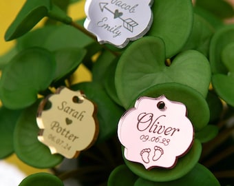 Personalized Engraved Acrylic Tags: Wedding, Baptism Decoration - 20 Pieces