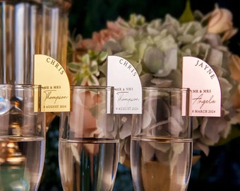 Personalized Acrylic Tags for Wedding, Place Cards with Table Numbers, Glass Marker, Place Setting, Drink Tag