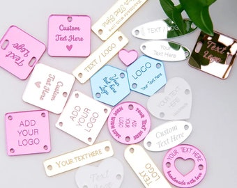 Personalized Acrylic Tag for Wedding Party, Baby Baptism Decoration, Custom Gift, Garment, Jeans, Bags,Shoes,DIY Sewing Supplies