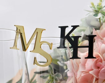 Personalized Acrylic Logo Initial Wedding Tag Drink Glass Pendant Cocktail Champagne Trinkets