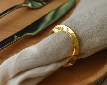Rond de serviette personnalisé, prénoms en acrylique, forme d'anneau découpé sur bois, centres de table pour mariage et fête de fiançailles