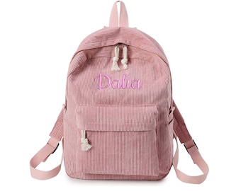Personalized embroidered children's backpack corduroy children's backpack, customized name backpack, school backpack embroidered bag
