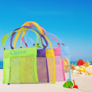Personalisierte Muscheltasche,Mesh-Einkaufstasche,Strandtasche,Muschel-Mesh-Tasche,kundenspezifische Kinderstrandtasche,personalisierte Muschel-Sammeltasche
