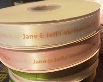 Personalized Satin Ribbon: Custom Text, Weddings, Birthdays, Branding (100 Yards)