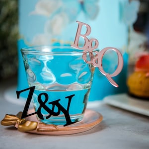 Etichetta per matrimonio con logo in acrilico personalizzato, ciondolo per bicchiere da cocktail, ciondoli per champagne