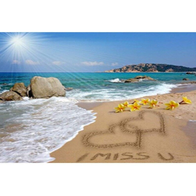 24x34cm Love Heart Full Square Diamond Painting Cross Stitch Beach Scenery Diamond Embroidery Seaside squareDiamond Mosaic Sunset Flowers