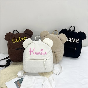 Sac à dos personnalisé ours en peluche avec nom brodé sac à dos scolaire pour enfants, cadeaux de fête pour enfants, sacs d'anniversaire avec nom personnalisé