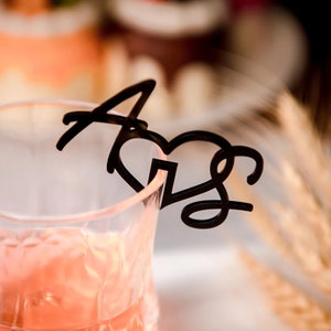 Personalized Cut Wedding Drink Tags Glass Topper Drink Stirrers Bar Sign Glass Marker Acrylic Wine Charms