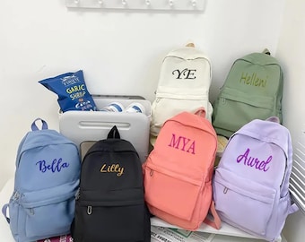Customized New School Bags Personalized Name Embroidery Large Capacity Nylon Student Backpack Adult Children Travel Bags