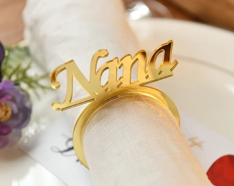 Personalized Napkin Ring with Acrylic Engraving Name, Table Ornament, Guest identifier, Dinner Plate