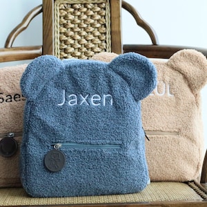 Sac à dos bébé personnalisé, sac à dos prénom brodé pour enfants, sac à dos préscolaire monogrammé personnalisé, sac ours prénom, sac à dos de voyage en peluche cadeau