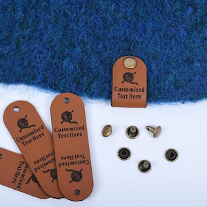 Personalized Faux Leather Knitting Tags: Custom Sewn Labels