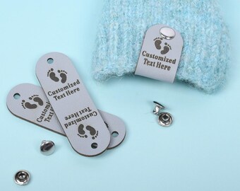 Personalized Faux Leather Knitting Labels: Custom Riveted Tags