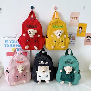 Sac à dos brodé pour tout-petit,Sac à dos personnalisé pour enfants,Cadeaux personnalisés pour l'école pour enfants,Sac à dos personnalisé pour enfant,Sac bébé personnalisé,Sac à dos ourson prénom
