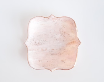 Marbled Clay Trinket Dish: Gold Rim Jewelry Holder
